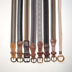 Vintage Belts Lot of 8+1 Mixed Styles Woven Leather Metal Size 36-38